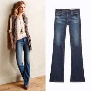 AG Adriano Goldschmied Angel Bootcut Stretch Distressed Jeans Dark Blue Size 27